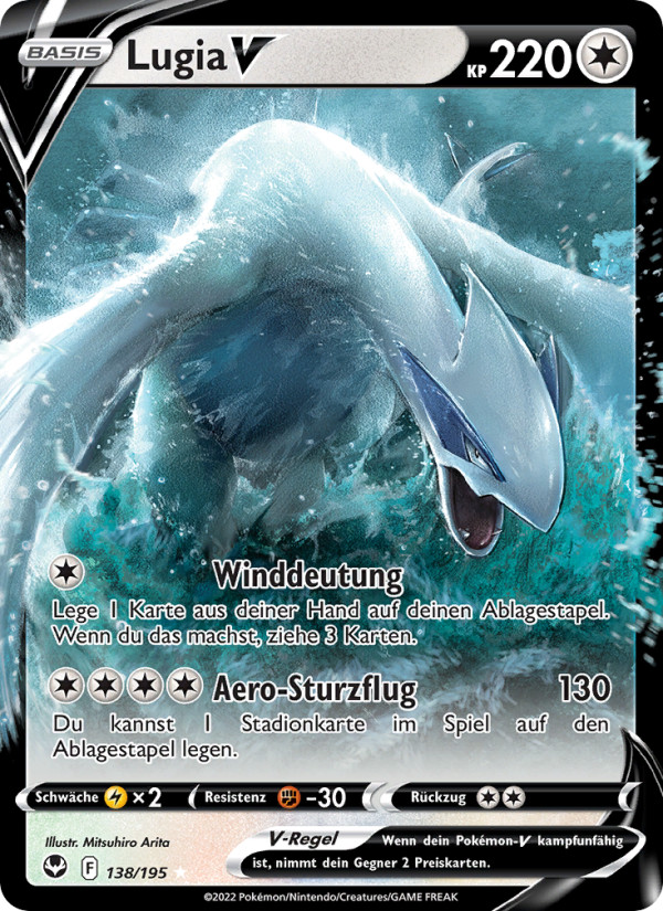 Lugia V Holo Holographic Rare V Silver Stormwinds 138 NM