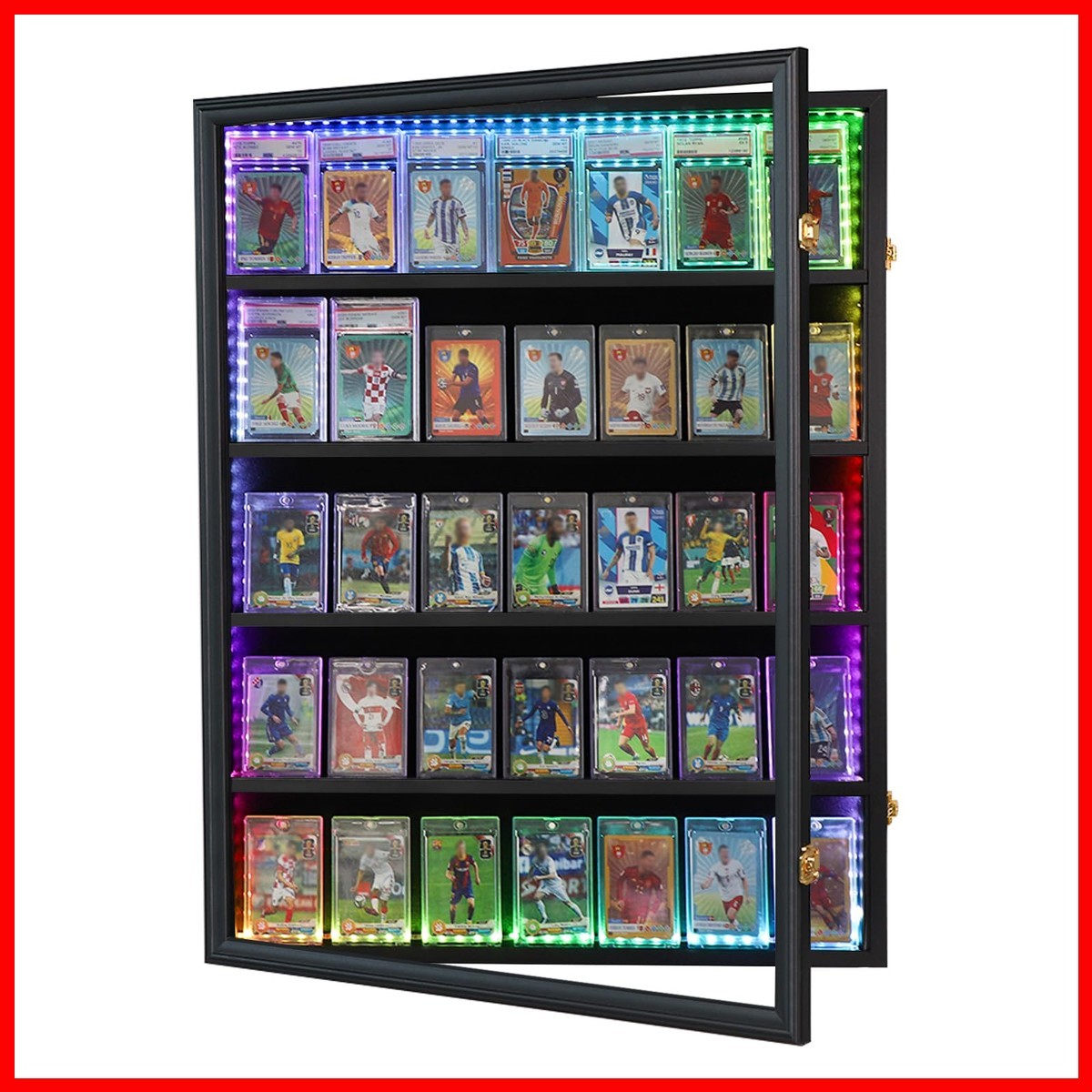 Temgee 35 Display Case with LED - Black Finish UV Protection Lockable Wall