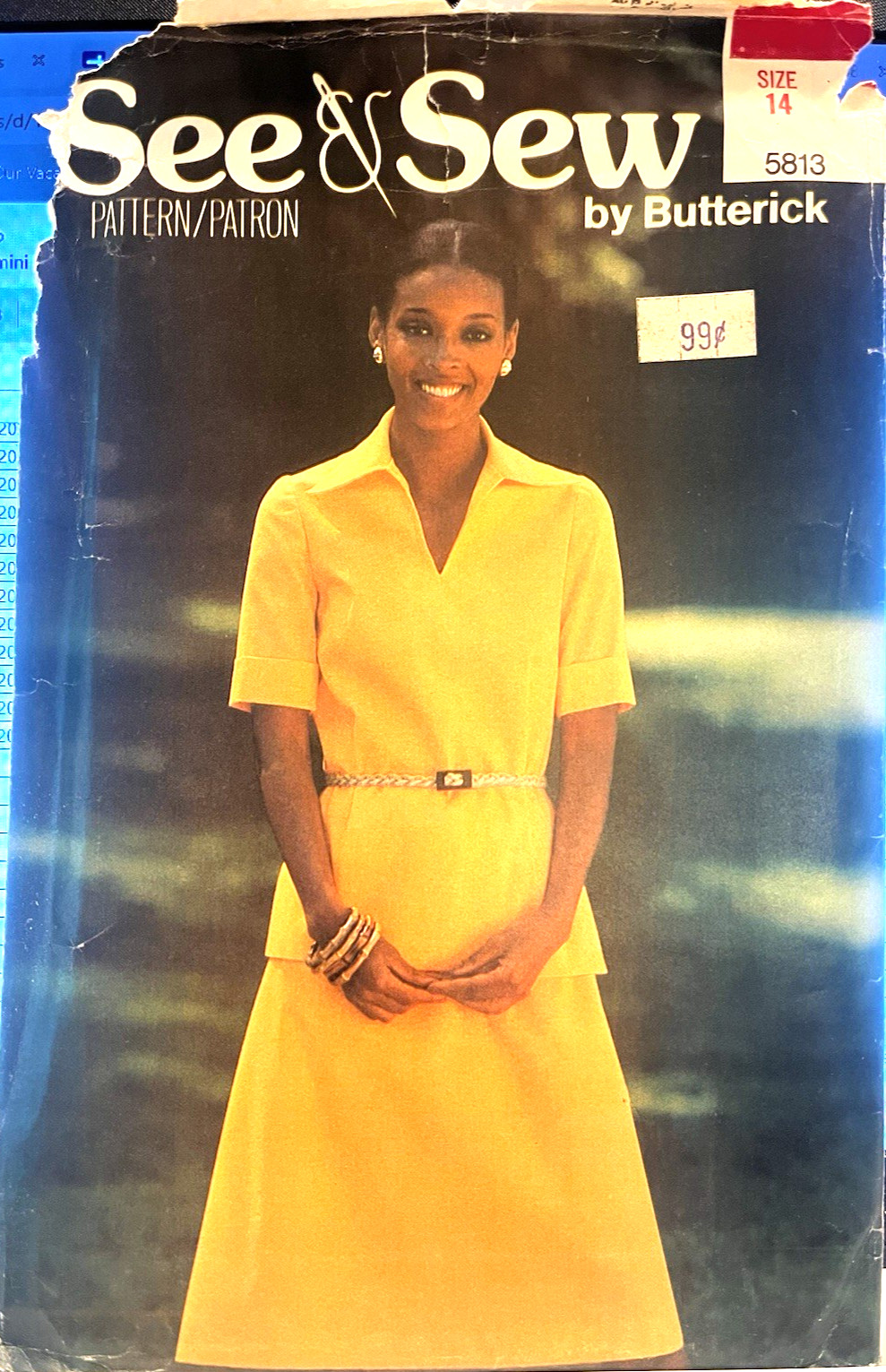 Vtg 1970s Butterick See & Sew #5813 Misses Top/Skirt Size 14