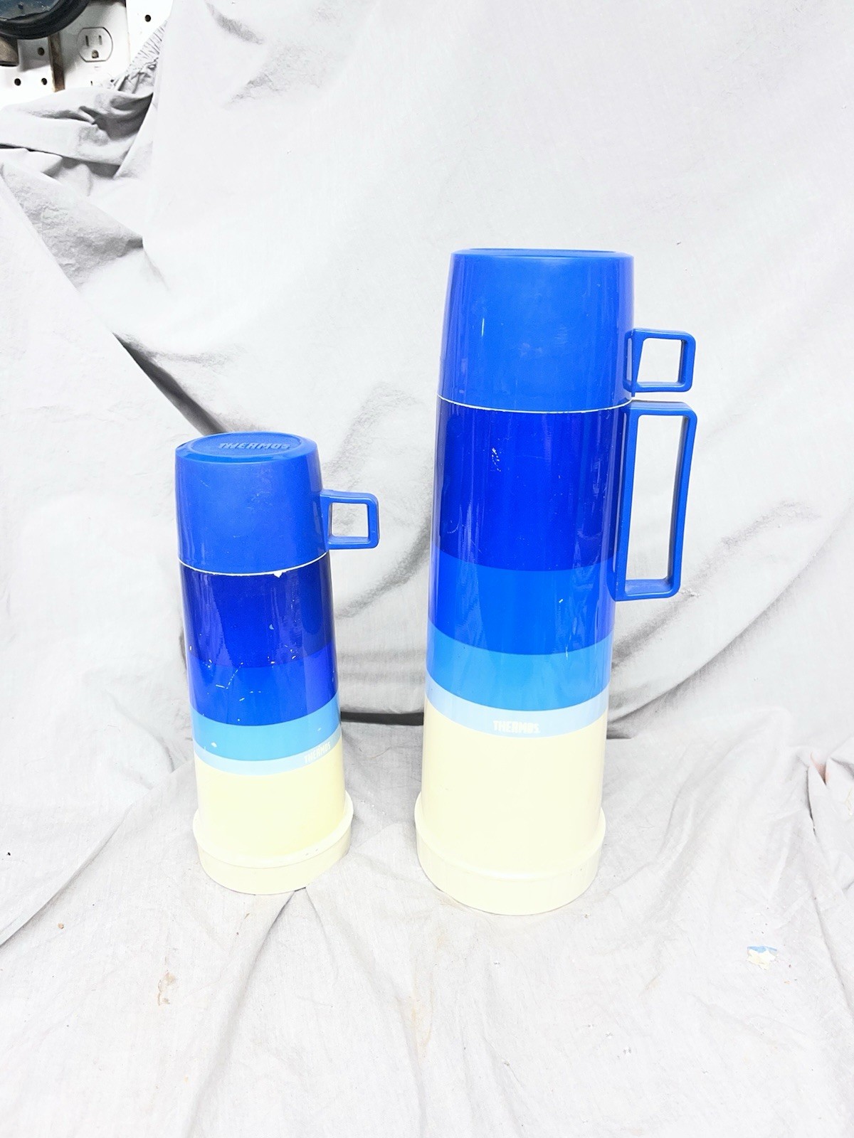 2 Vintage Blue Thermos Brand Thermos’s Good Condition