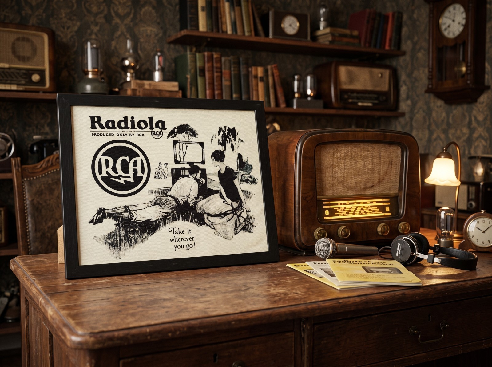 Vintage RCA Radiola 8x10 Framed Canvas Art Print Antique Radio Lover Gift