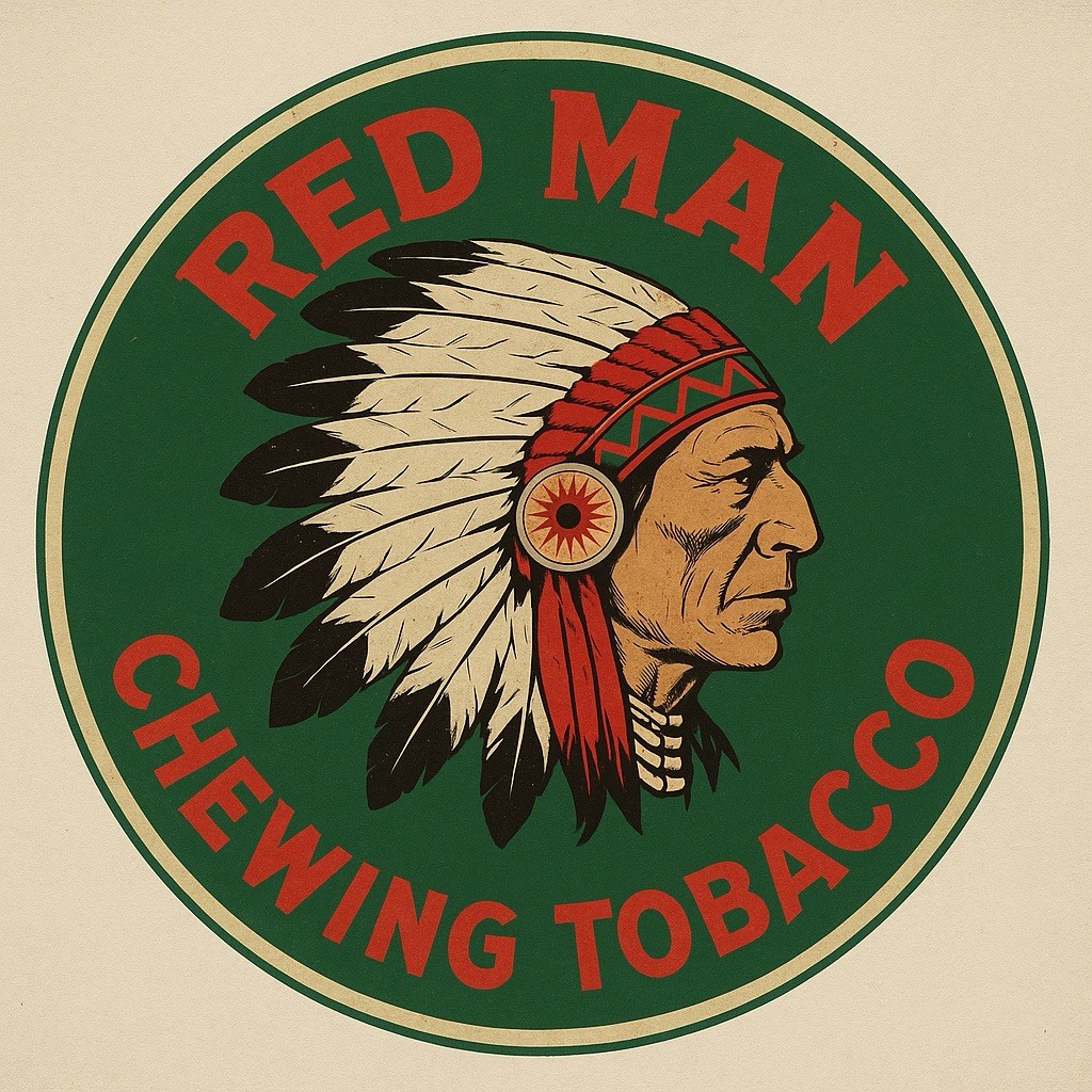 HI GLOSS Red Man  Chewing Tobacco With Indian Vintage Style Metal Sign