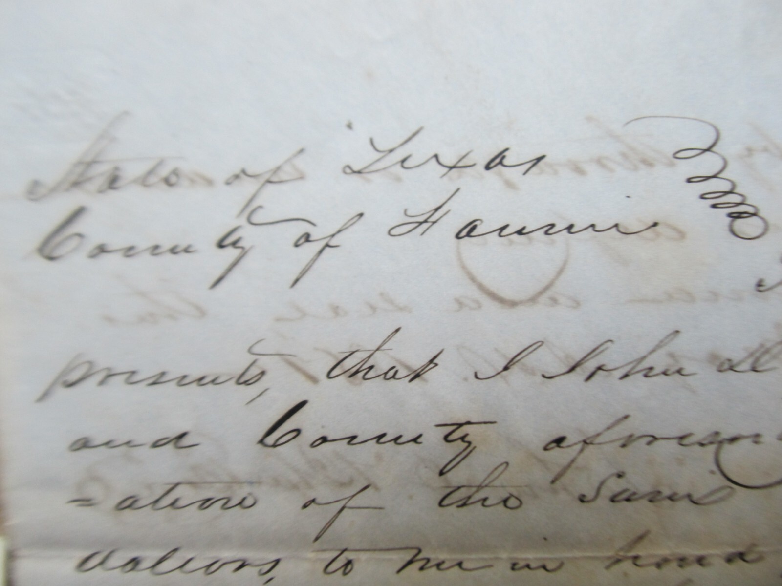 EXTREMELY RARE 1851 STATE OF TEXAS Legal Deed Document, Law, Grayson, Black GIFT