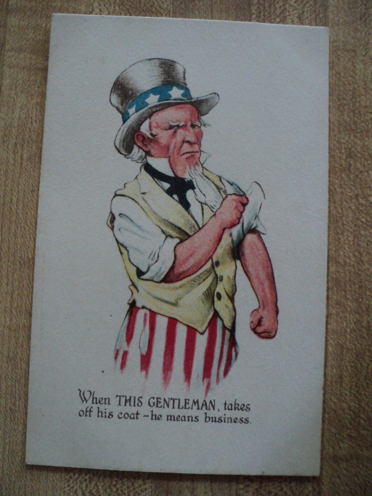 UNCLE SAM getting Ready to FIGHT 1923 Postcard