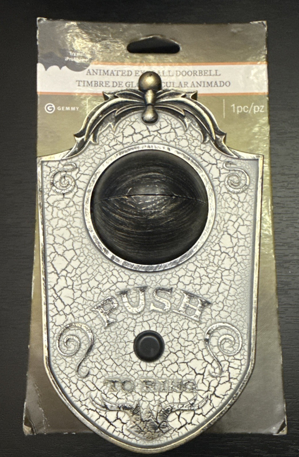 2017 Gemmy Halloween Animated Eyeball Doorbell Light-up Blinks Spooky Sound