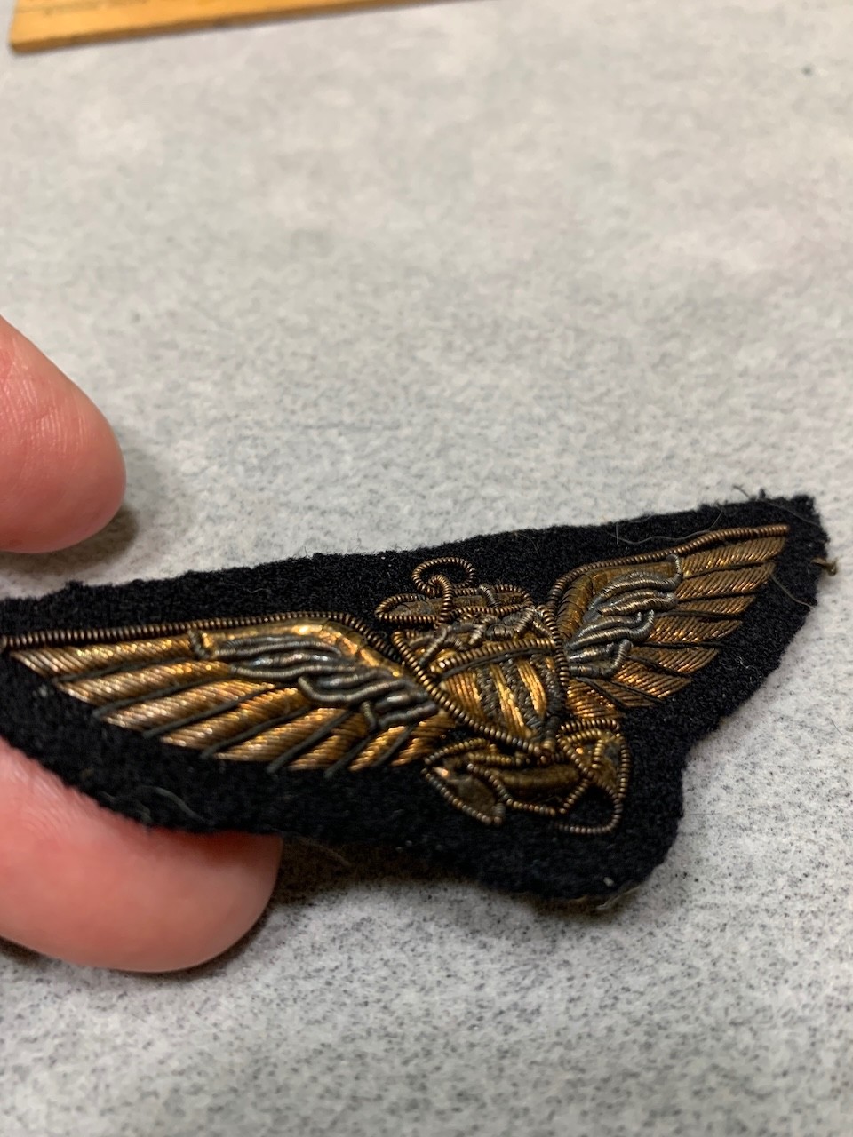 Original 1930's/WWII US Naval Aviator Bullion on Wool Wing, Excellent Condition