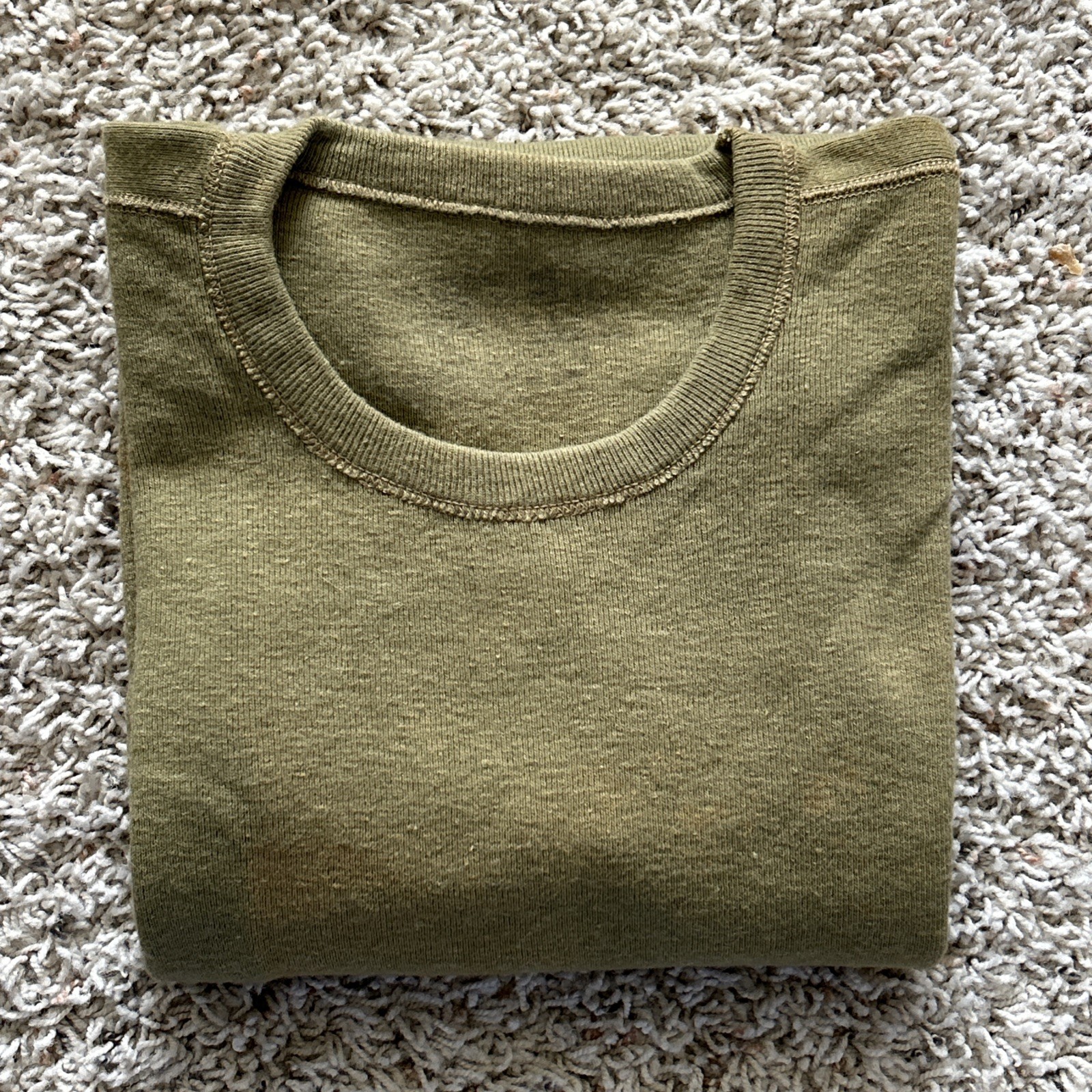 WWII US Army Cotton Wool Blend OD Undershirt Thermal Long Sleeve Shirt WW2