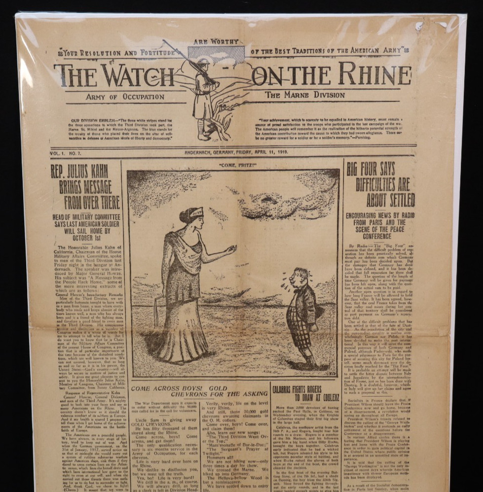 WWI Army of Occupation Watch on The Rhine Newspaper 3rd Infantry Apr 11, 1919