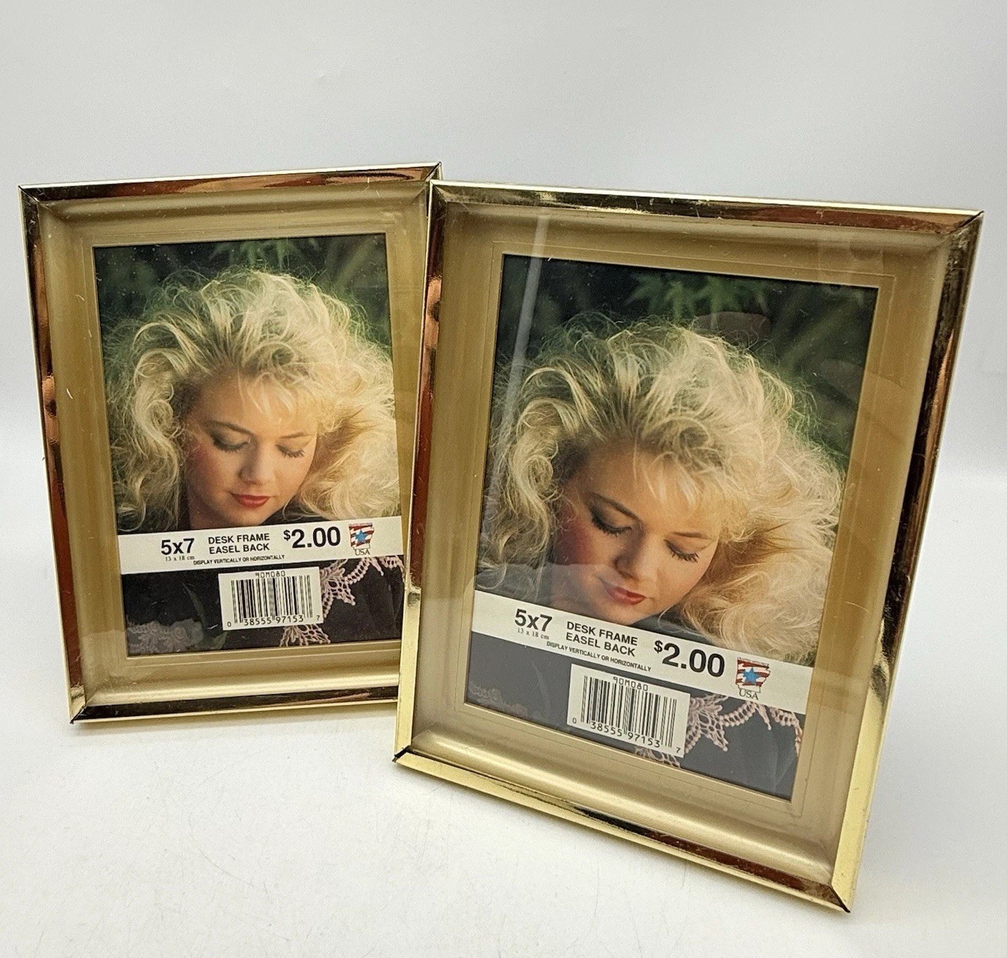 2- VTG Brass Picture Frame 5” X 7”Gold Tone Metal Glass