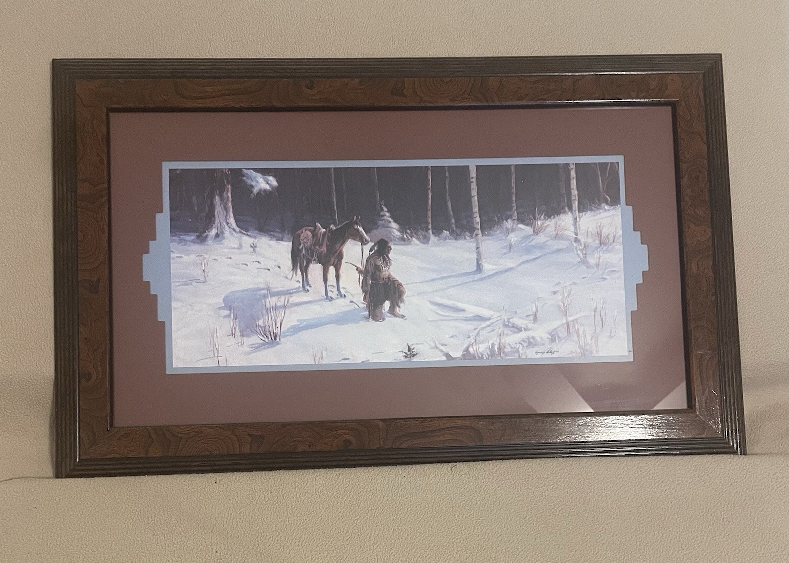 Gary Artz Framed Indian Tracking Game in Winter 16 
