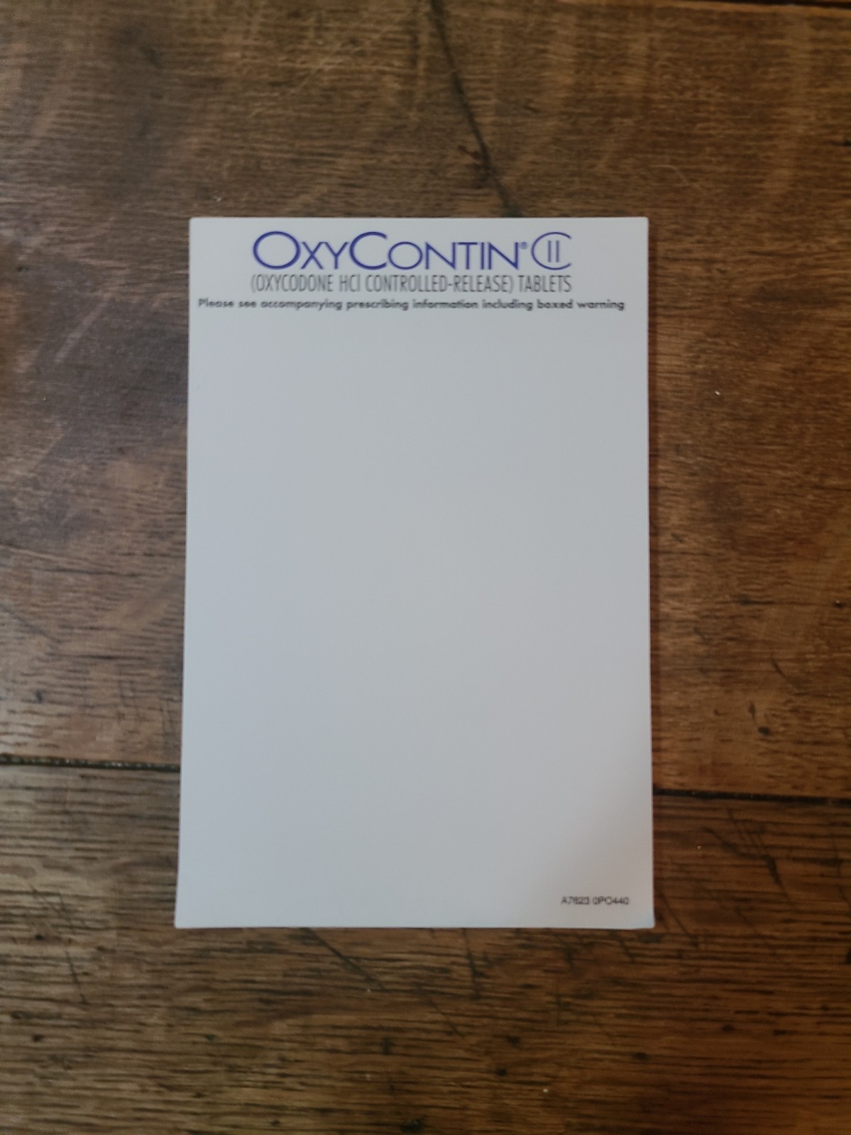 Oxycontin Drug Rep Pharmaceutical Note Pad Paper Collectible 
