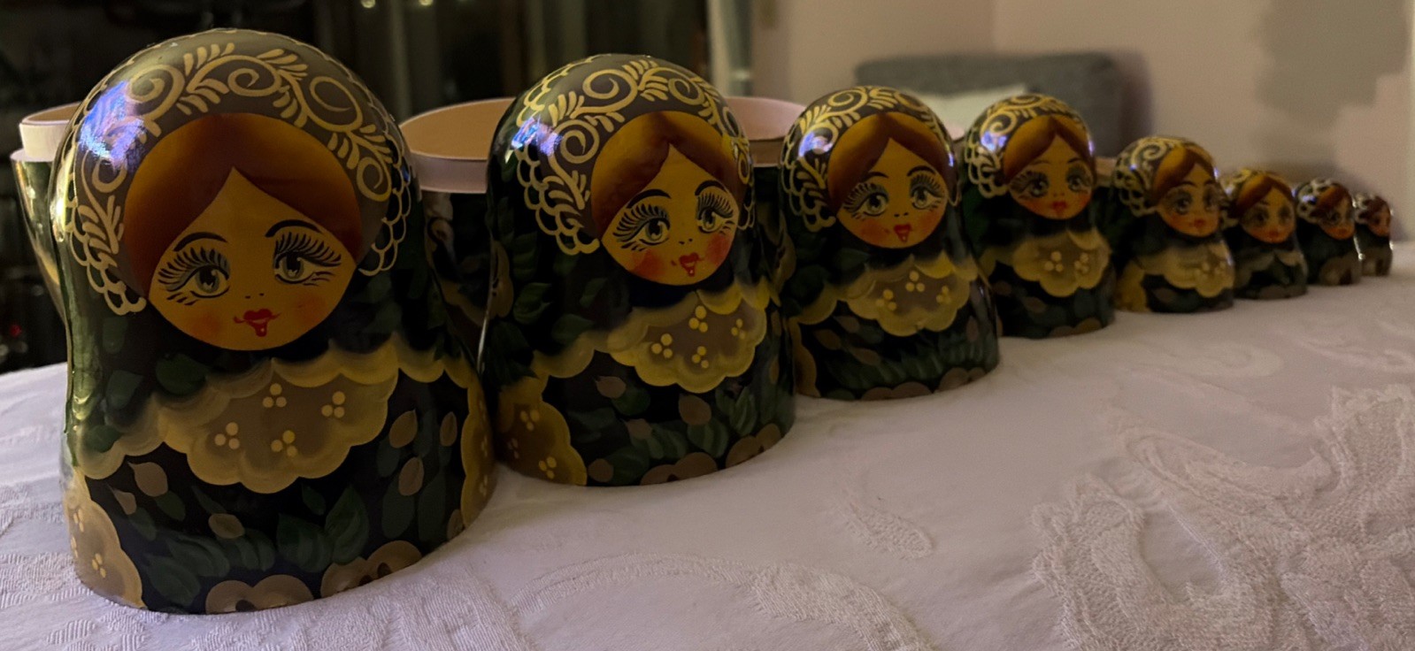 Vintage 1994 Russian Nesting Dolls 8 Piece Set Signed Sergiev Posad Matryoshka