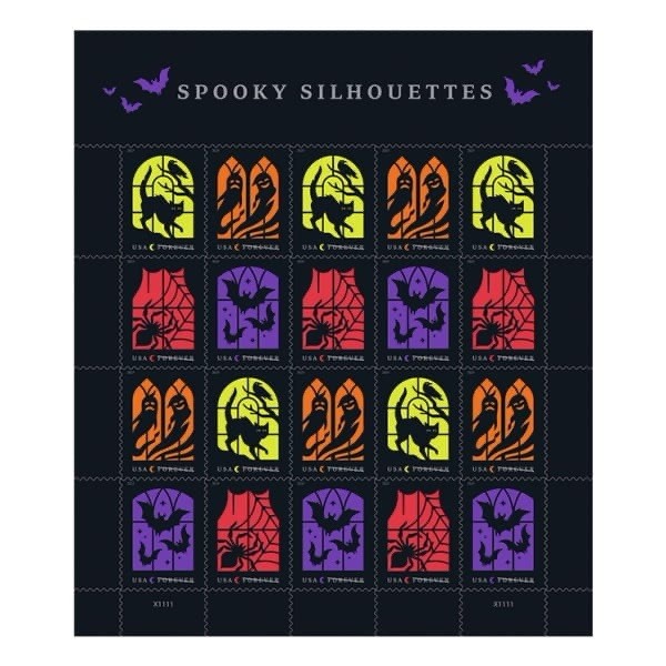 USPS SPOOKY SILHOUETTE SHEET OF 20 FIRST CLASS LETTER STAMPS