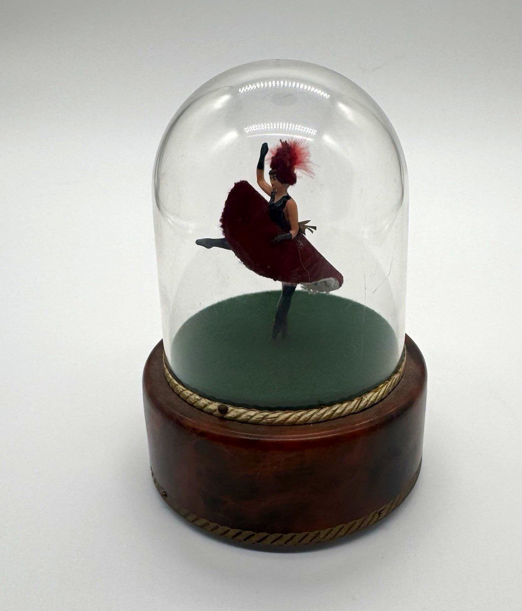 VTG Reuge Swiss Musical Automaton French Can-Can Dancing Ballerina Dome WORKS