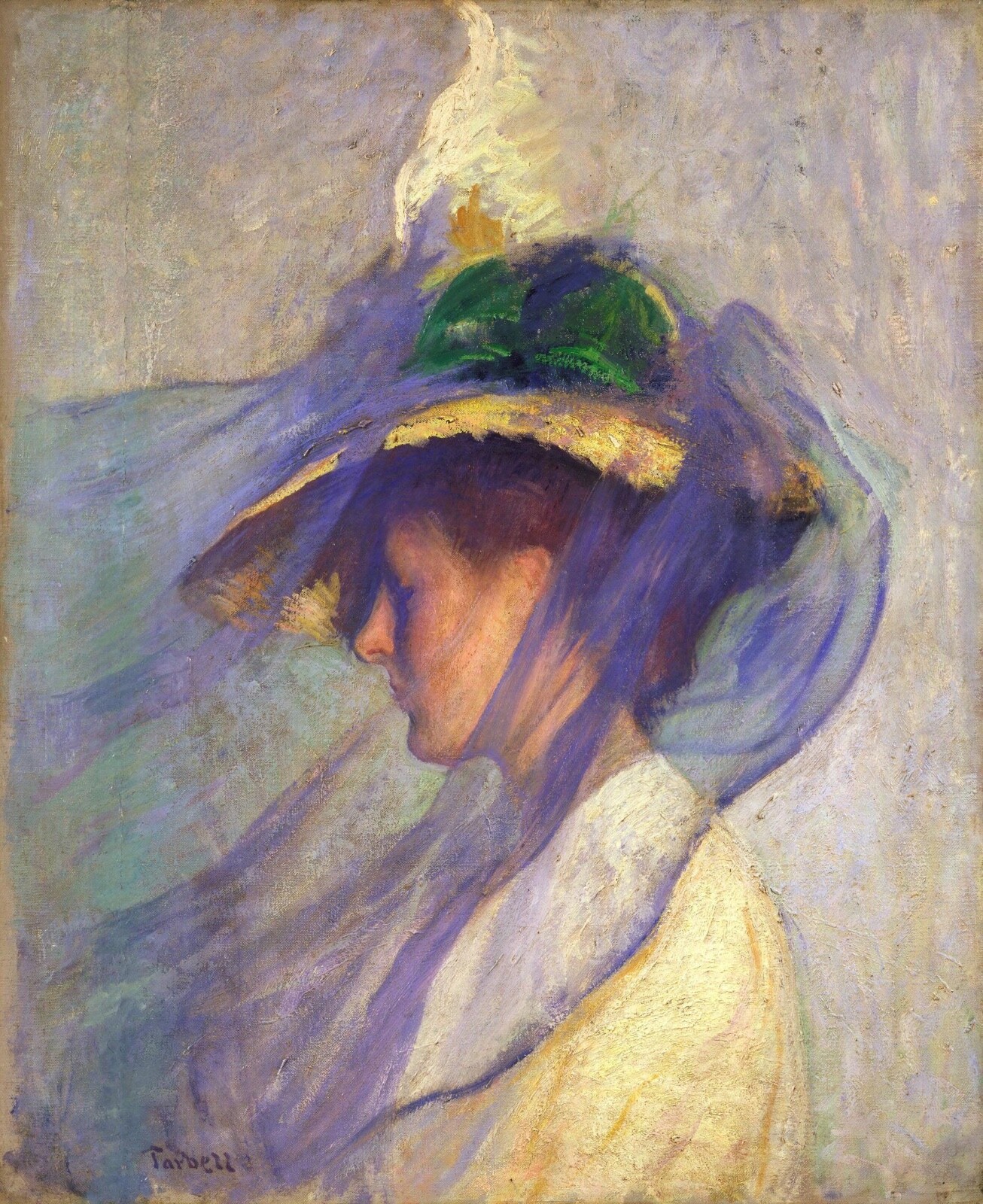 Edmund Charles Tarbell : The Blue Veil : 1898 : Archival Quality Art Print