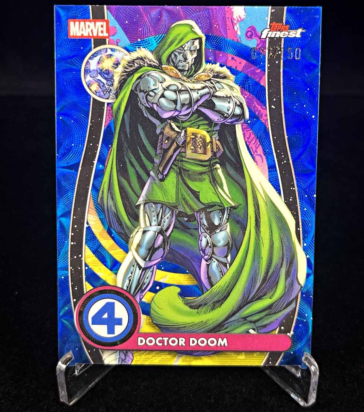 Topps 2026 Topps Finest Marvel Doctor Doom true blue kaleidoscope NZ-025 77/150
