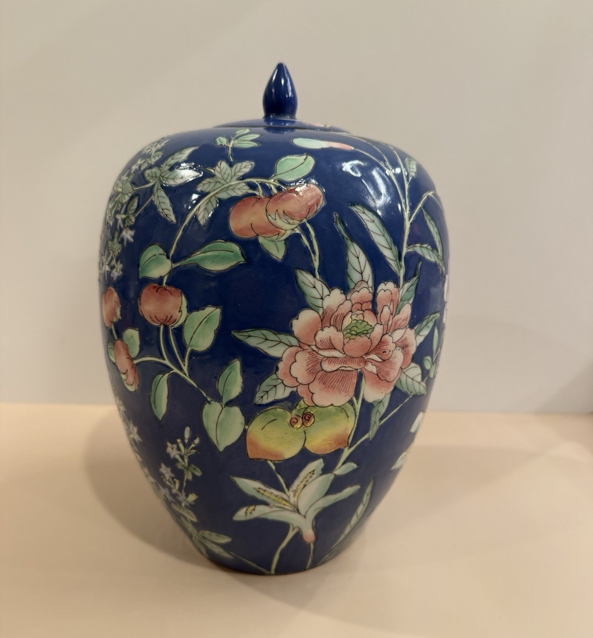 Vintage Chinese Blue Ginger Jar 10.5