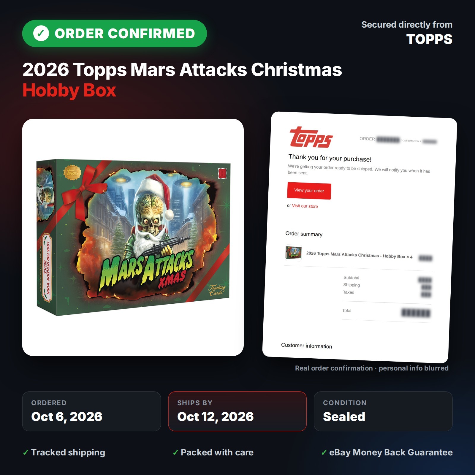 2026 Topps Mars Attacks Christmas Hobby Box Sealed - Wholesale Qty Available
