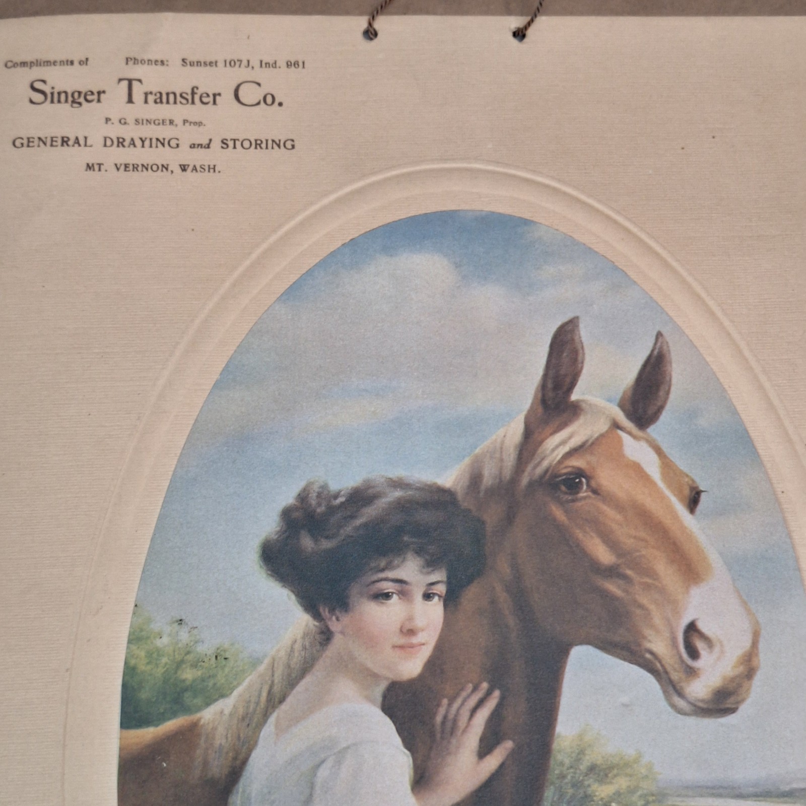 1913 Antique Beautiful Calendar  Lady and Horse  artist Zula Kenyon complete