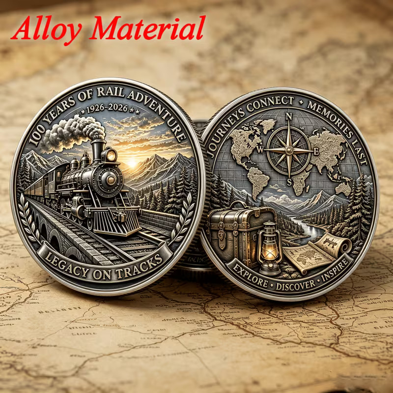 American Railroad 200 Anniversary Challenge Coin 3D Commemorative Train 1-pc b