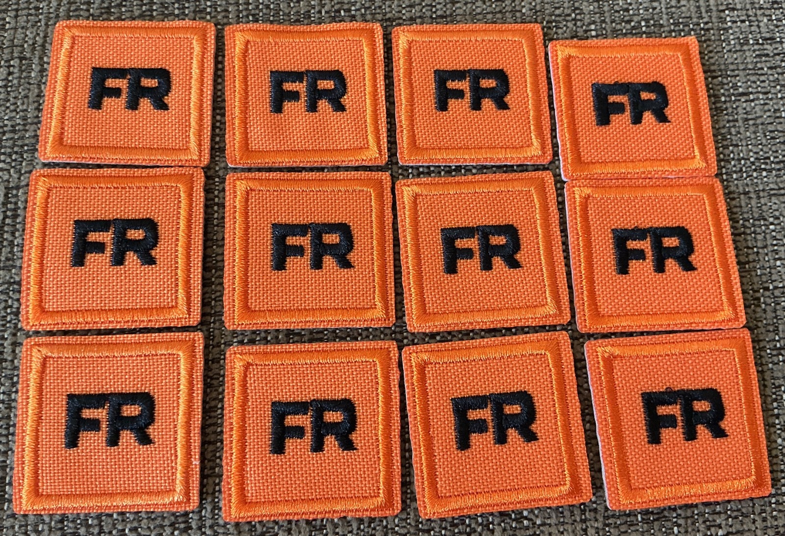 (12) Replacement FR Patches Iron On Fire Retardant Pants Shirt Tag - 1” Patch