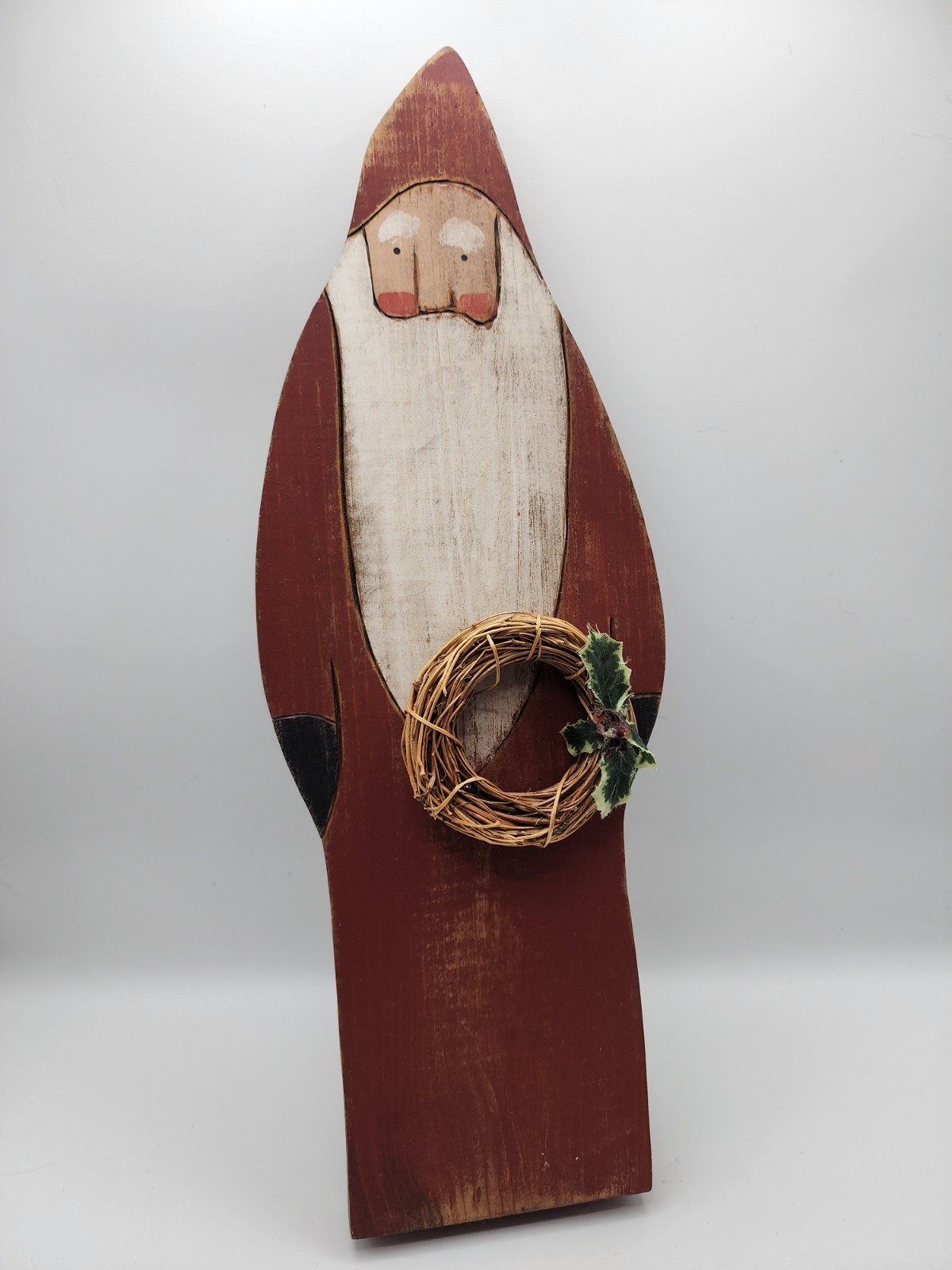 Primitive Folk Art Wooden Santa Claus Figurine 13