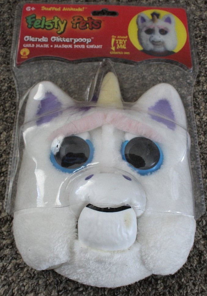 Feisty Pets Glenda Glitterpoop Child Mask Unicorn Costume Halloween New In