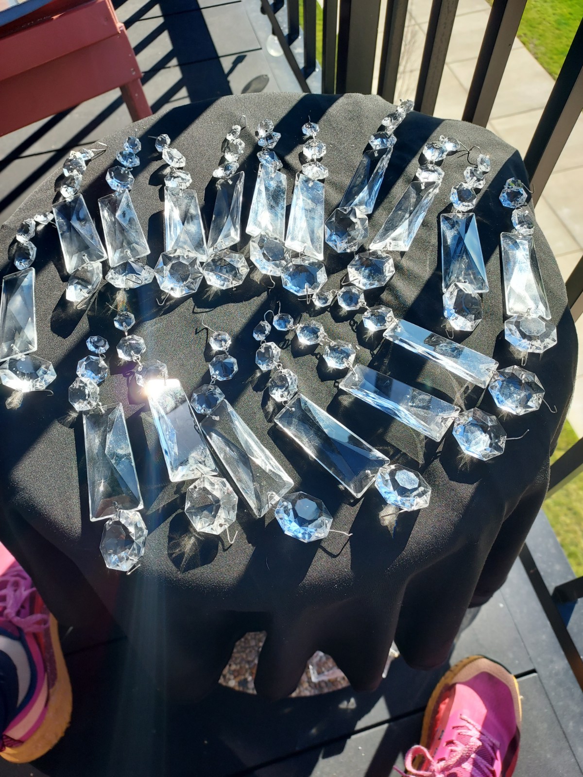 17 VTG Faceted Crystal Chandelier Prism Drops Strands Octagon Coffin 5.75