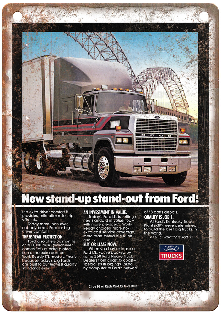 Vintage 1988 Ford LTL 9000 P2 Ad Retro Look Metal Sign A9176