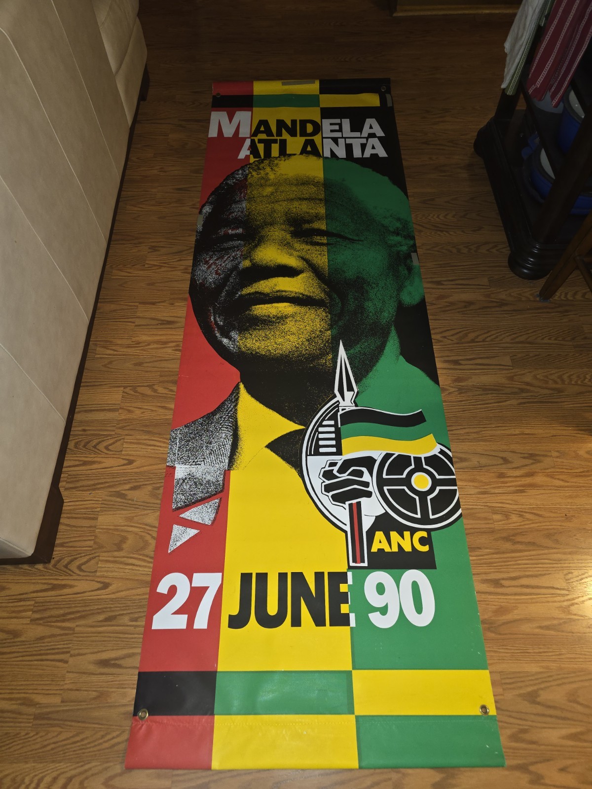 Nelson Mandela 1990 Atlanta Freedom Tour Official Vinyl Street Banner 8' x 2.5'