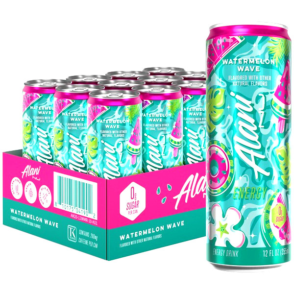 🍉 Alani Nu Energy Drink Watermelon Wave 12 fl oz 12 Pack 
