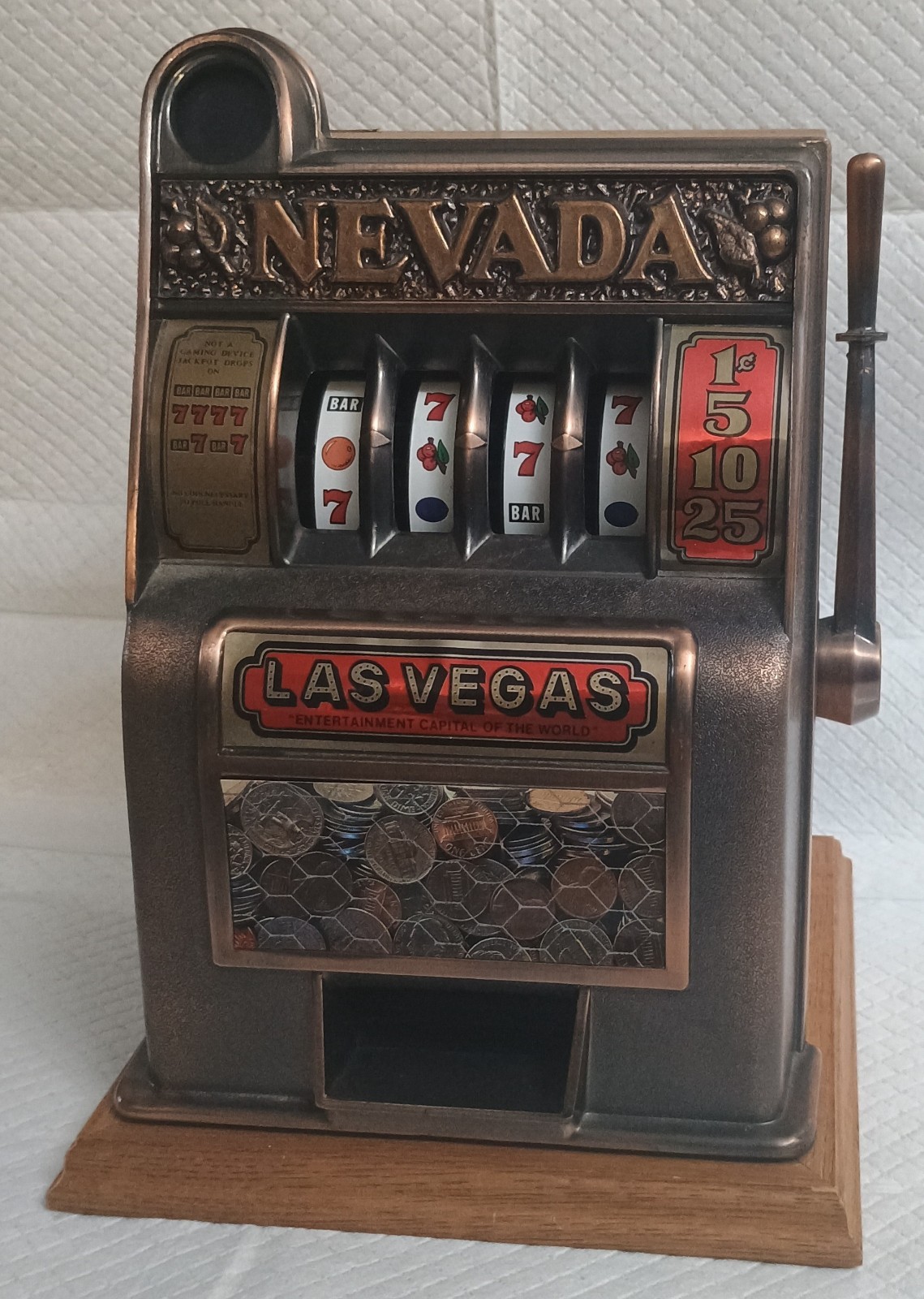 Vintage Las Vegas Nevada Mini Slot Machine (Heavy Piece - Excellent Condition)