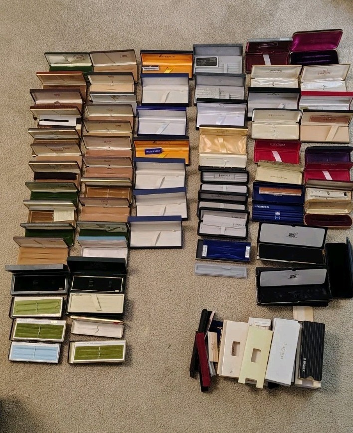 Huge Lot Of 65 Cross, Parker, Sheaffer  Waterman, Montblanc Pen Boxes