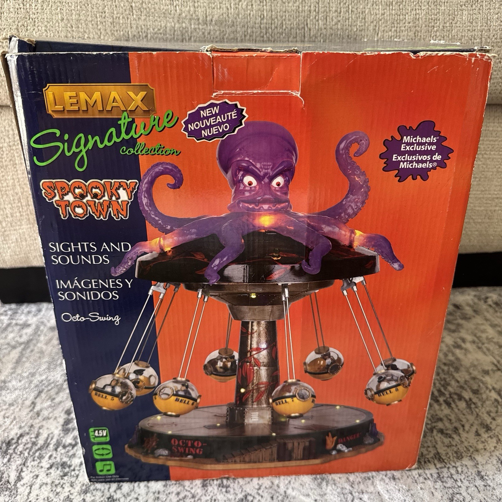 Retire Lemax Signature Spooky Town Octo-Swing Carnival Ride 14379 VIDEO