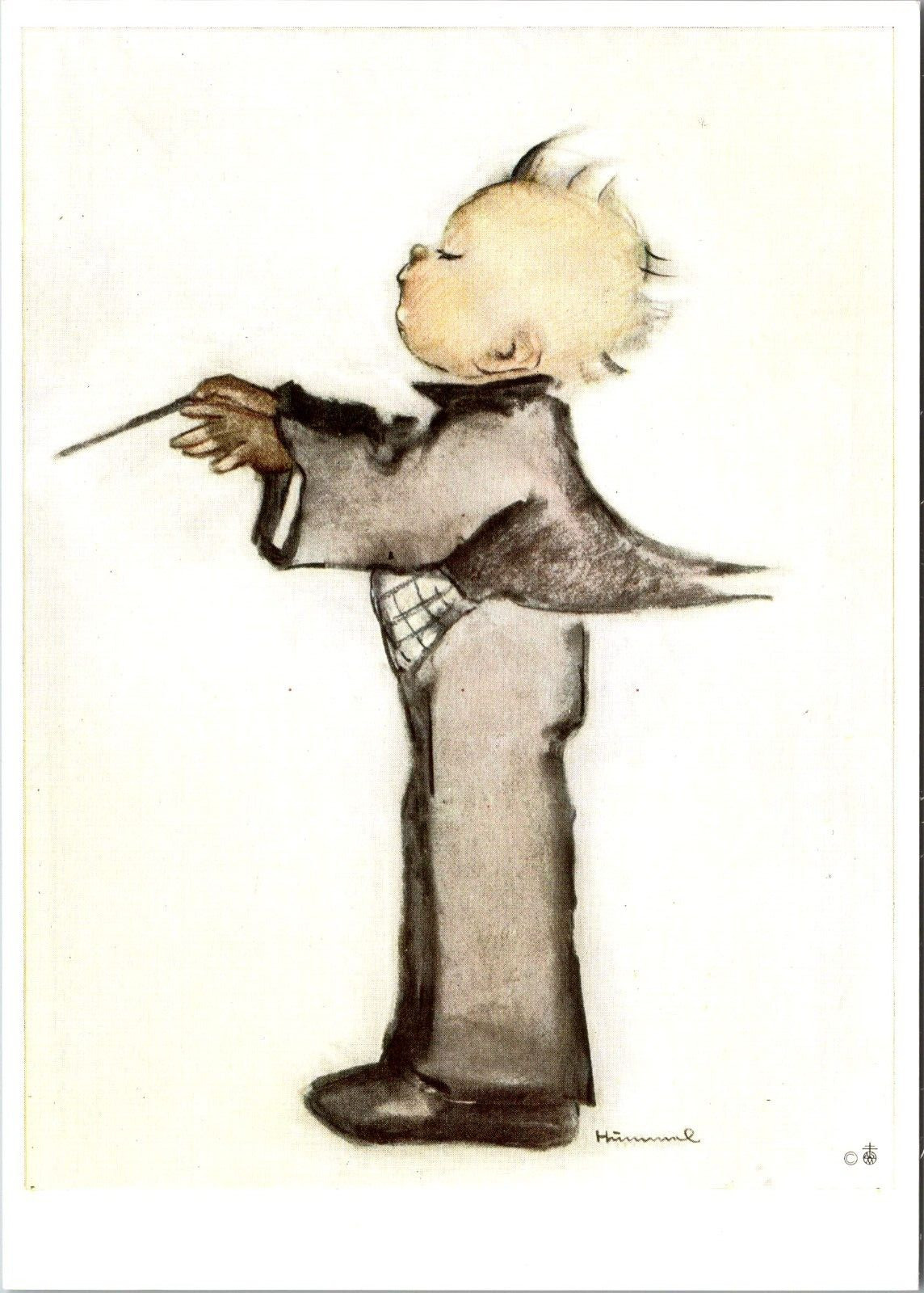 Hummel Boy Music Conductor Musician 5731 Art Postcard Lithograph Print Card