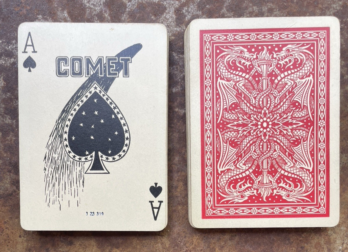 Antique c1905 Andrew Dougherty Comet Playing Cards 52/52 no J Dragon Back VG