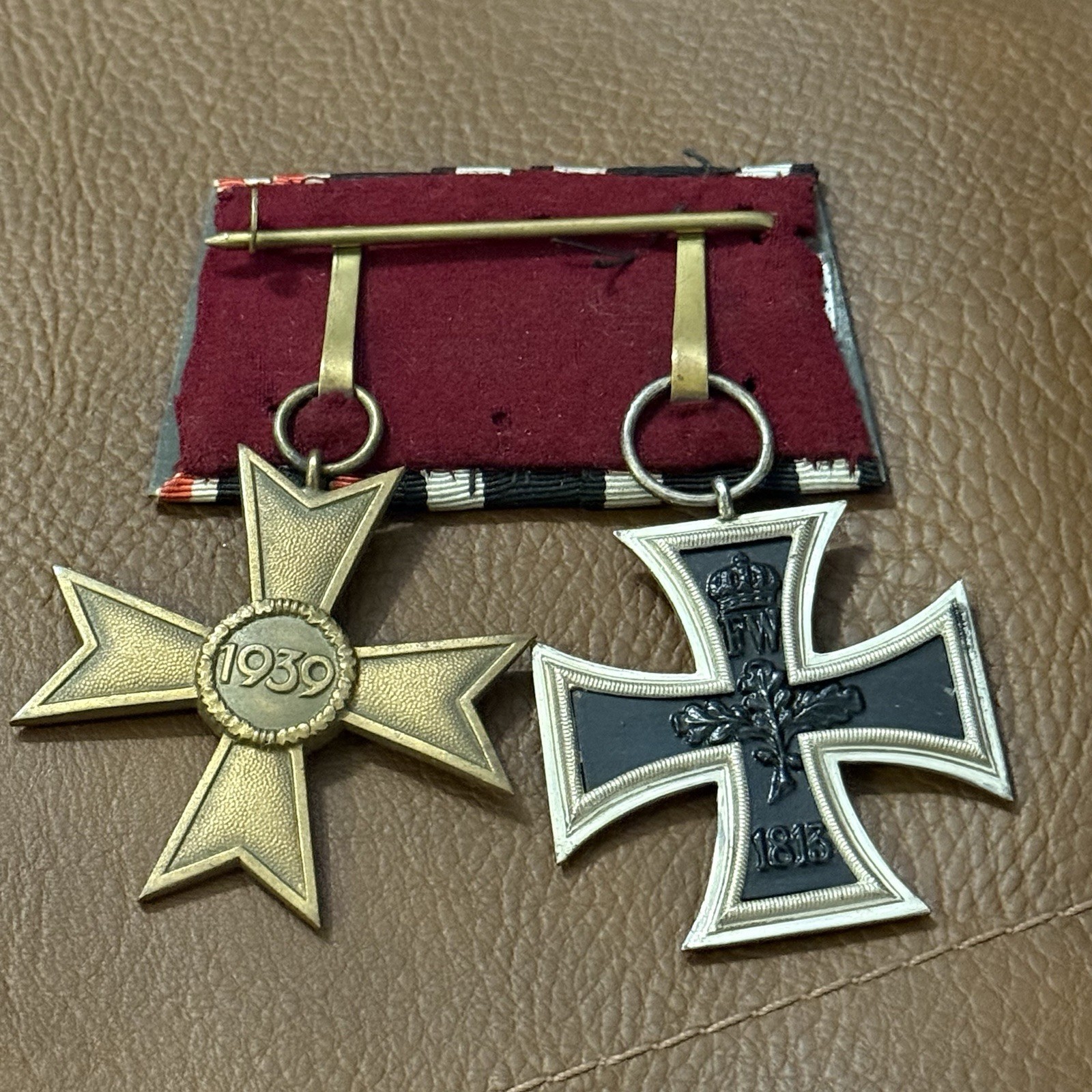 2pc WWI WWII German Iron Cross Medals 1939 2nd class & 1st Class
