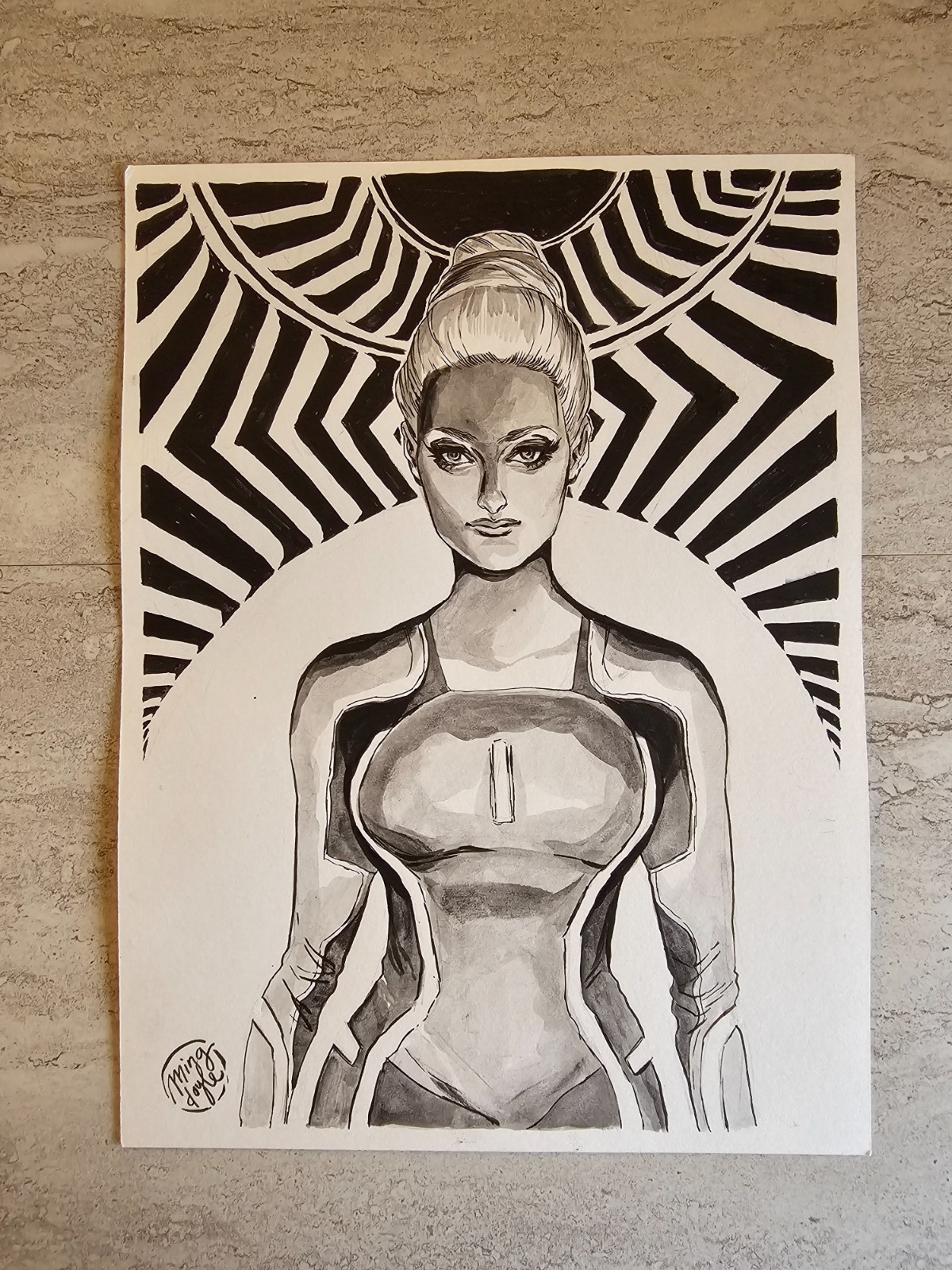 Disney\'s Tron Girl Art Sketch by Ming Doyle 9x12