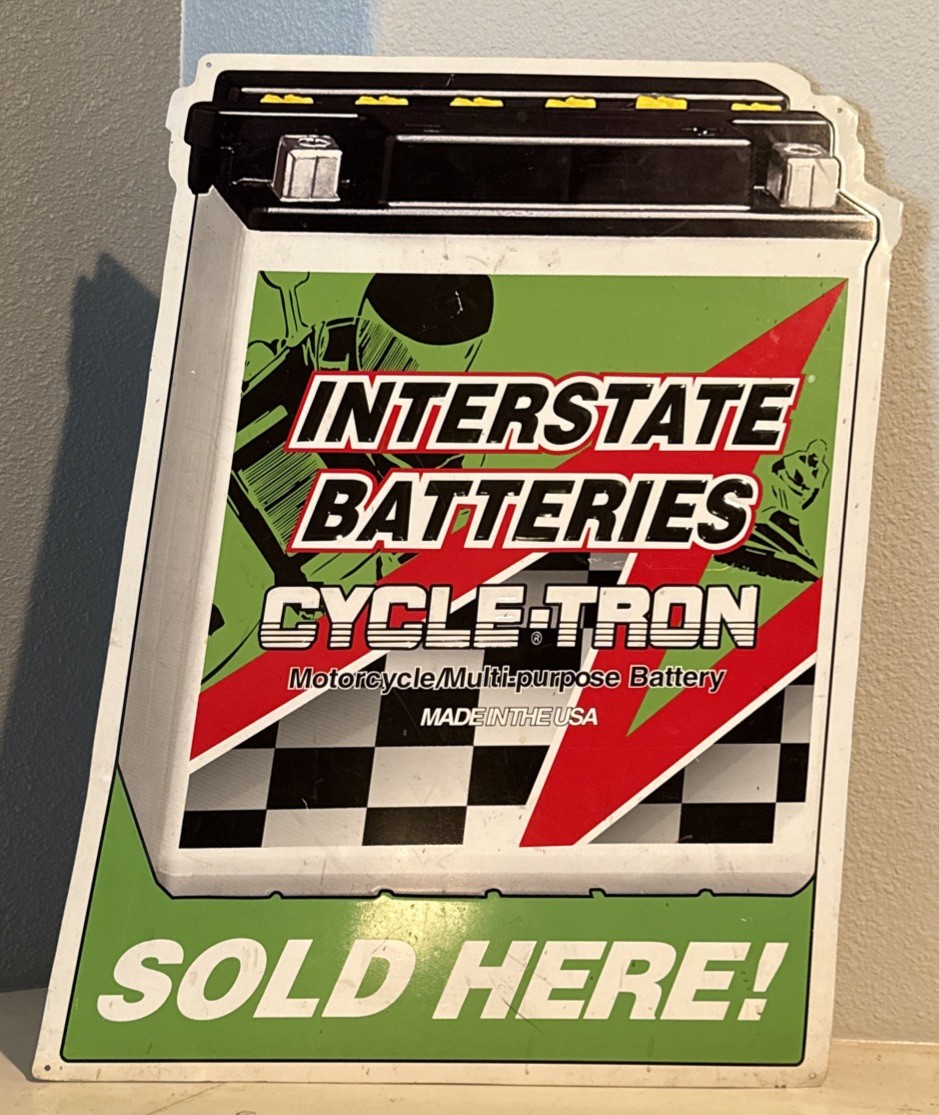 Interstate Batteries Cycle-Tron Tin Sign     SOLD HERE  Large @24” By @18”