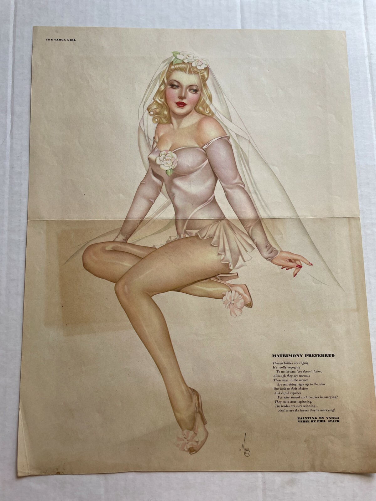 1945 Pinup Girl Picture Centerfold by Varga- Matrimony Preferred
