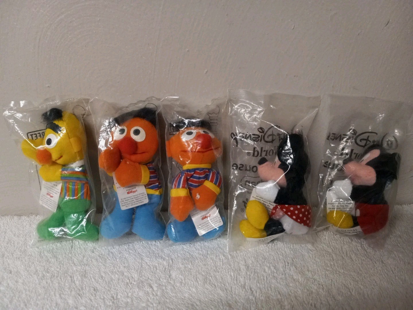 Vintage Disney & Kellogg's Sesame Street Mini Beans Bert & Ernie Mickey & Minnie