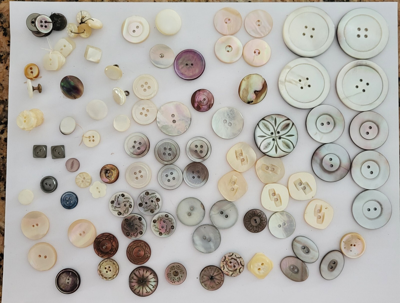 Lot of over 125 Beautiful Antique and Vintage mother of pearl buttons