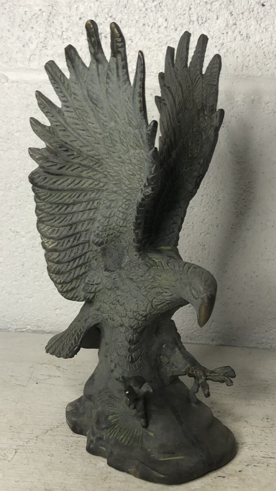 Vintage Brass Bronze American Federal Eagle  Statue Sculpture Finial 9” Patina