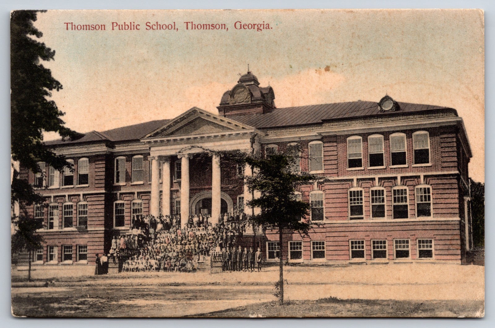 Thomson Public School Thomson Georgia GA Hand-Colored 1910 Postcard