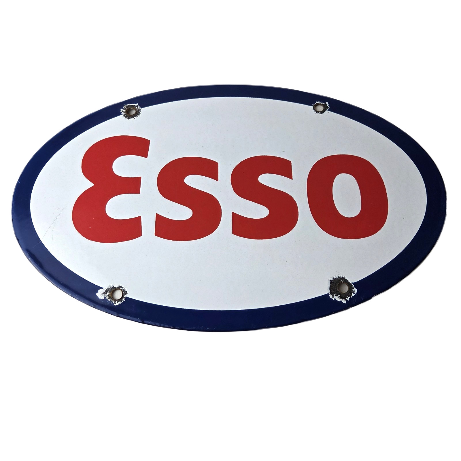 Vintage Esso Porcelain Gasoline Sign - Gas Motor Oil Service Pump Sign