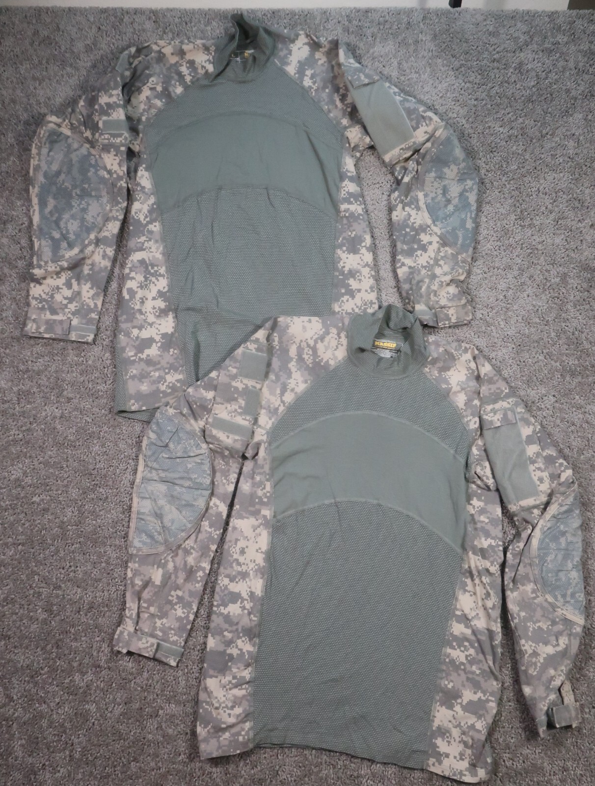 Massif Army Combat Shirt Mens Large Digi Camo Lot of Two Elbow Pads Stretch EUC