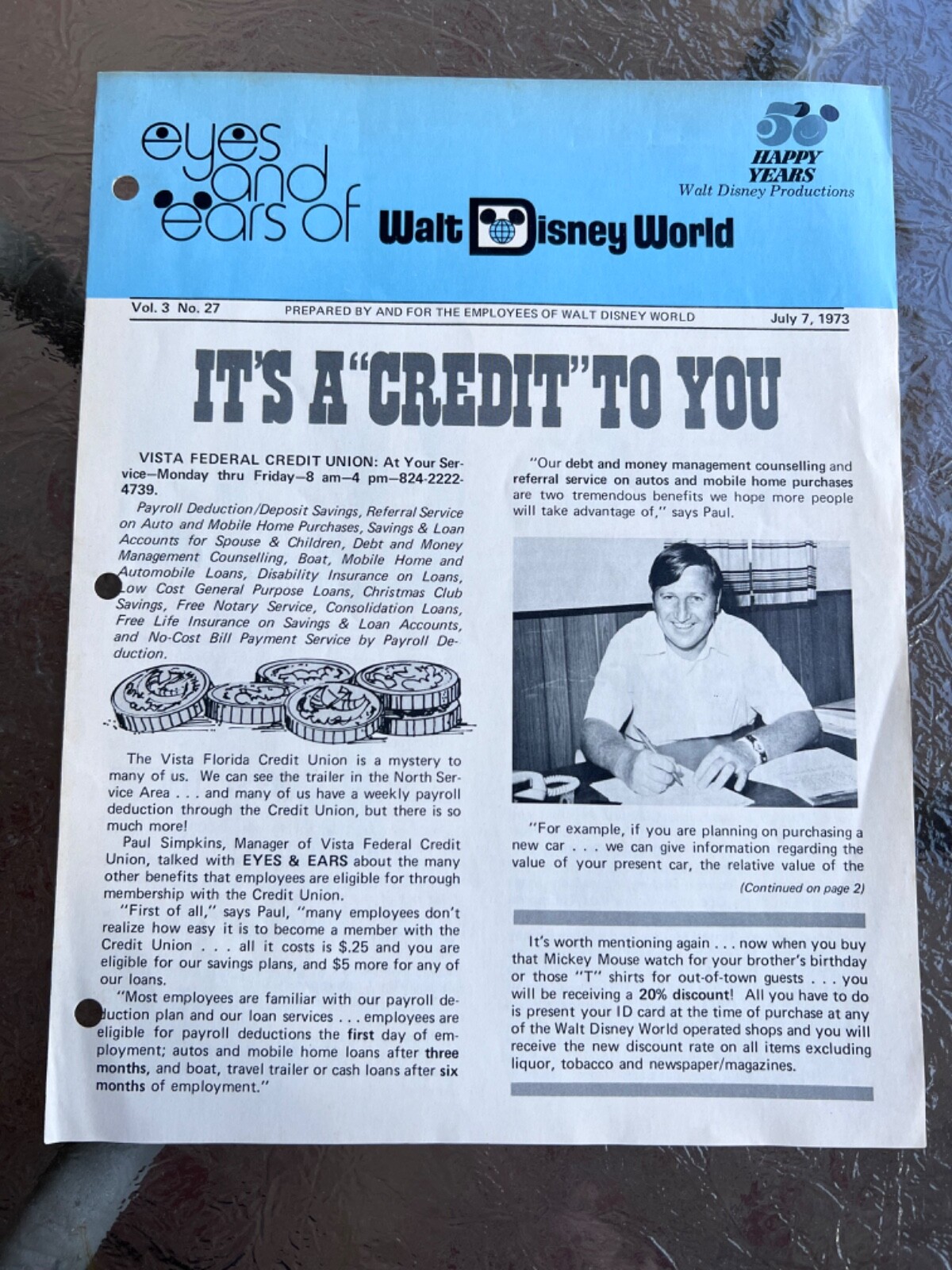 1973 Vintage Rare Disney original Document Eyes and Ears Publication. VOL.3 #27