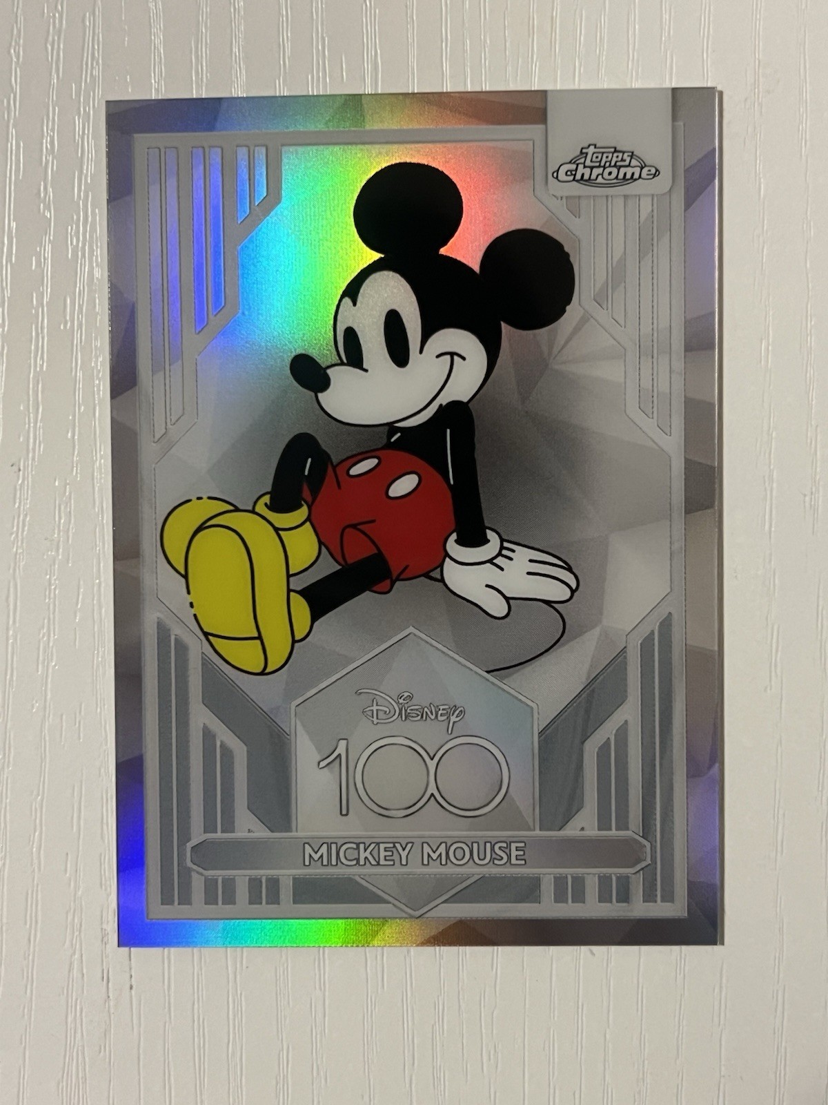 2023 Topps Chrome Disney 100 Mickey Mouse Refractor #1 Anniversary Card