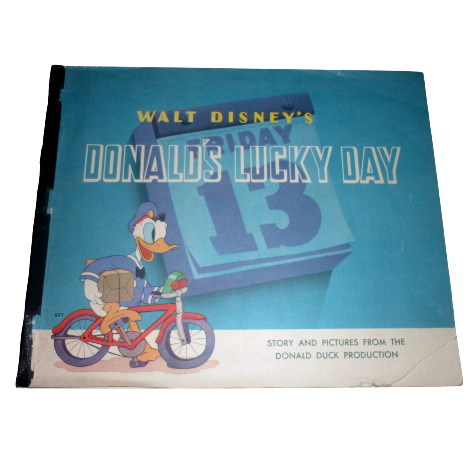1939 Walt Disney Donald's Lucky Day Book Whitman #897 Linenette Softcover