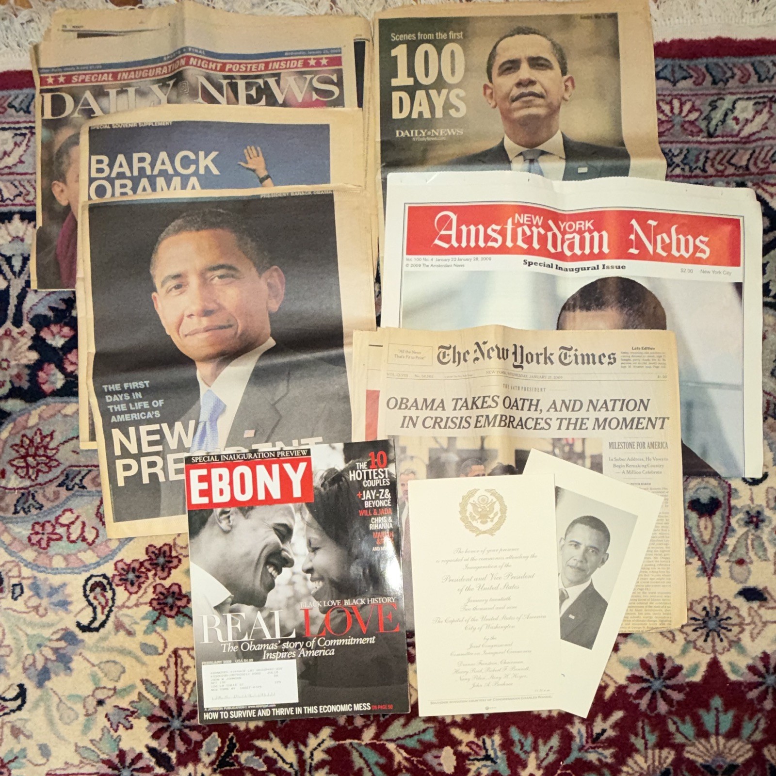 Barack Obama Inauguration Paper Lot: NY Times, Daily News, NY Amsterdam News